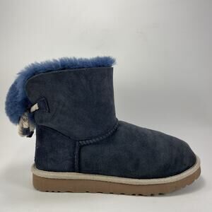 UGG Selene Winter Boots Womens Size 7 Navy Blue Suede Nautical Rope Tie Back